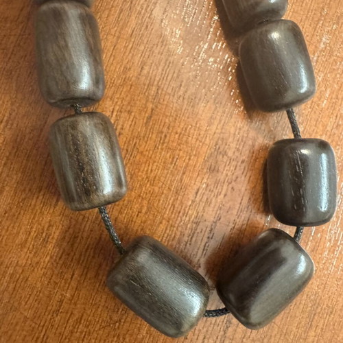 Ebony handmade komboloi with 19 beads, used