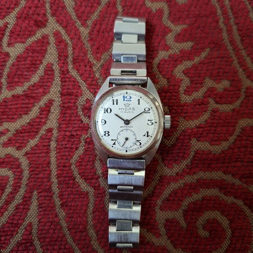 Vintage Midas mechanical wristwatch 17 Rubis used, non-working