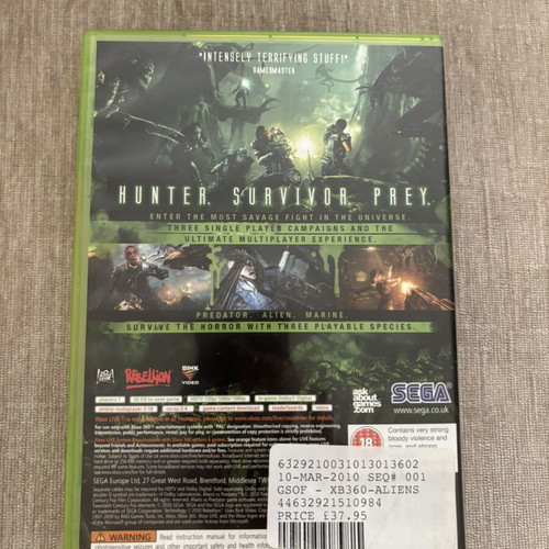 Aliens vs Predator Xbox 360 game used, English full version