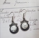 Boho earrings set with white howlite stone and antique silver