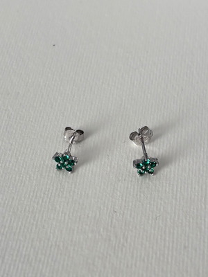 Silver .925 Plated Stud Earrings with Green Zirconia like new