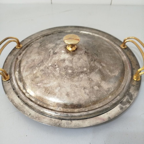 Silver-plated covered tray used