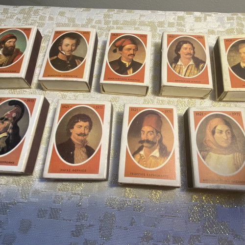 Collectible Matchbox Set of 9 Greek Revolution Heroes 1821 Used