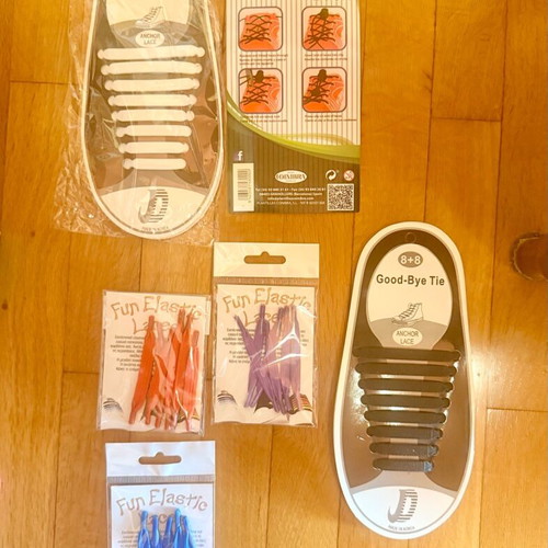 No-tie Elastic Shoelaces Set like new, various colors, pack of 6