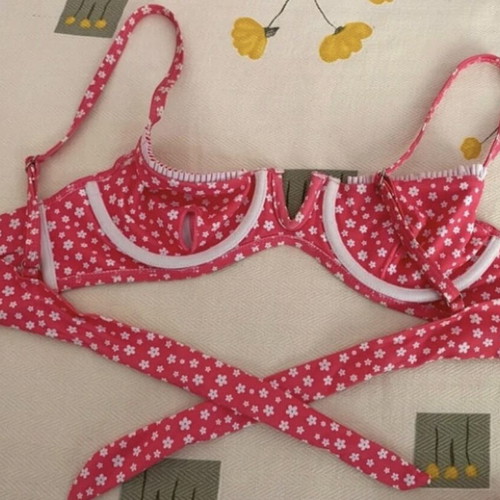 Brazilian bikini set like new, white and pink, size S