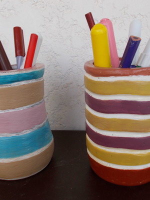Concrete pencil holders with eco-friendly paint new