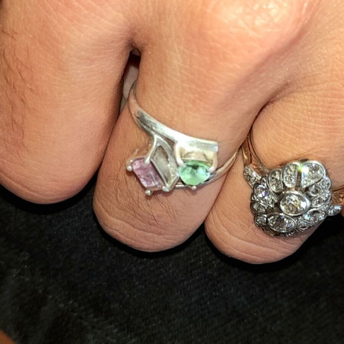 Silver ring 925 with fluorite gemstones, like new
