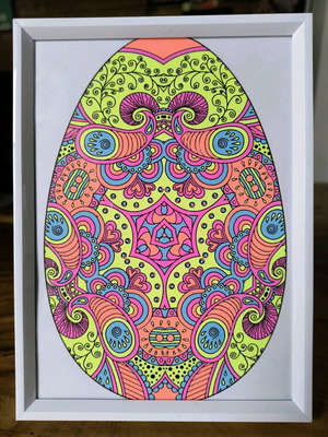 Hand-colored frame new, size 13×18, ideal for kids' room