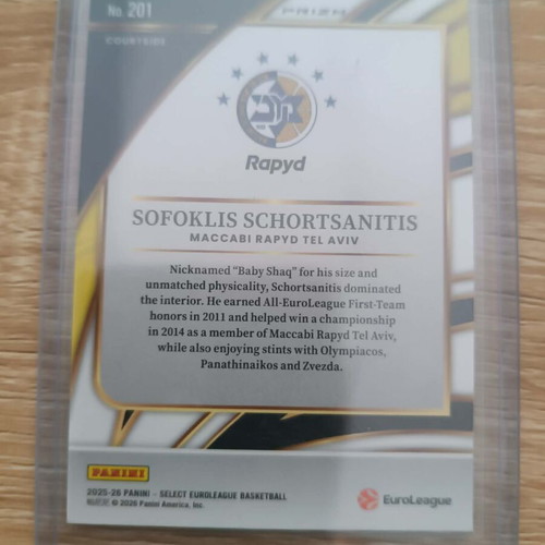 Sofoklis Schortsianitis Gold Glitter SP Courtside Maccabi card 2025-26 Panini Select Euroleague