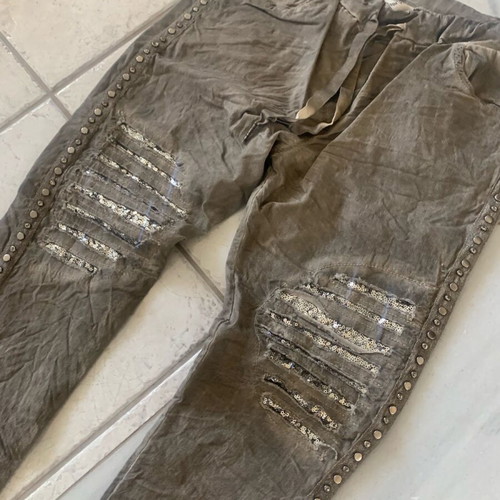 Pants with sequins new, elastic, size M