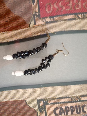 Earrings new, black and white