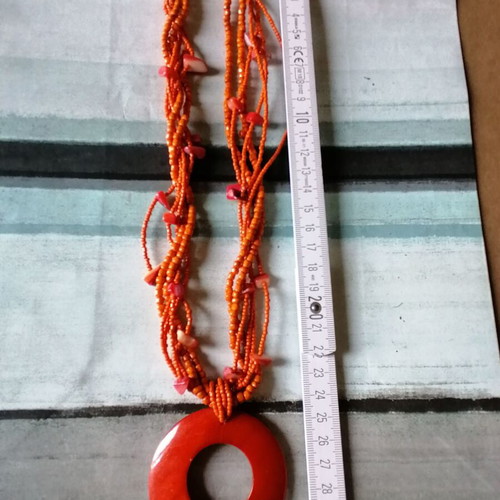 Necklace new with orange shell and beads
