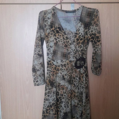 Anonima animal print draped dress used brown size M