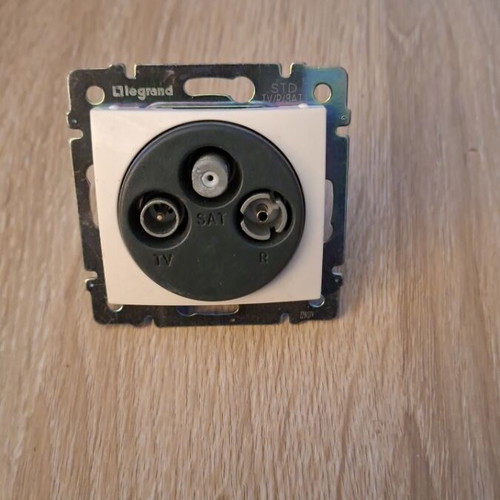 TV/SAT pass-through socket white new
