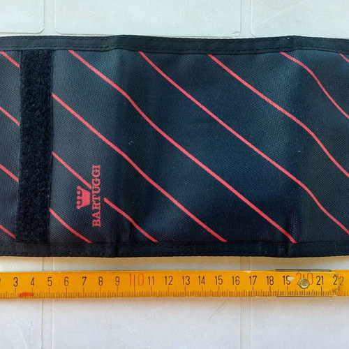 Bartuggi men's fabric wallet black with red stripes new