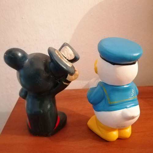 Vintage Disney Mickey and Donald clay figures 11 cm like new
