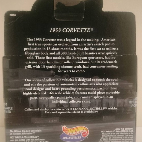 Hot Wheels Collectibles Black Box 1953 Corvette yellow new