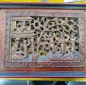 Ασιατική τέχνη ξυλόγλυπτο παλιο