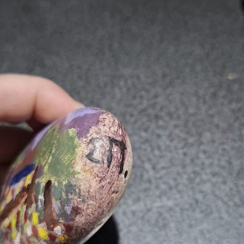 Handmade Painted Sea Stone Decorative Landscape 9.5x5.5 cm like new