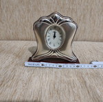 Silver table clock used with rosewood base