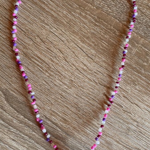 Jewelry set handmade necklace and bracelet in pink and purple shades