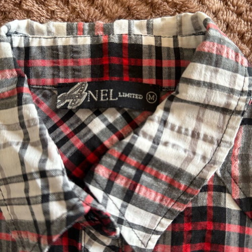 Checked crop shirt with front tie like new