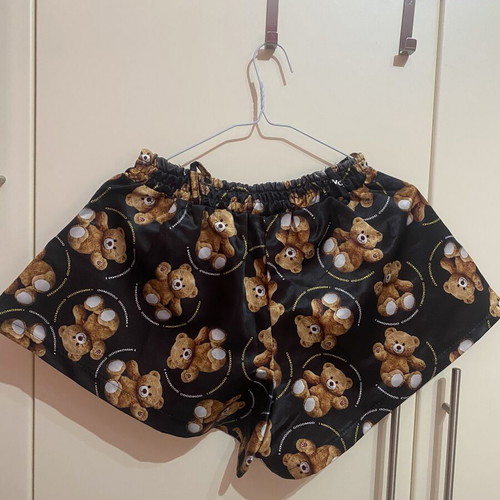 Satin teddy bear shorts new, black and brown, size M