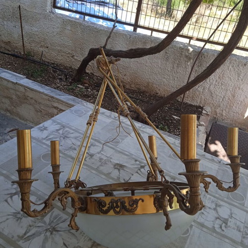 Vintage ceiling light with 7 lamps, used