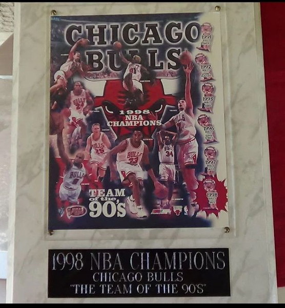NBA CHICAGO BULLS  CHAMPIONS 1998 συλλεκτική πλακέτα JORDAN, PIPPEN, RODMAN
