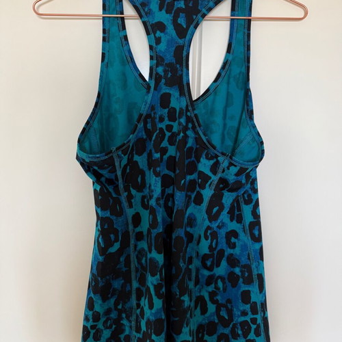 H&M Sport Blue Leopard Print Workout Tank Top used, size M