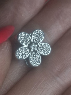 Pandora Daisy Flowers Charm like new, decorated with zircon stones