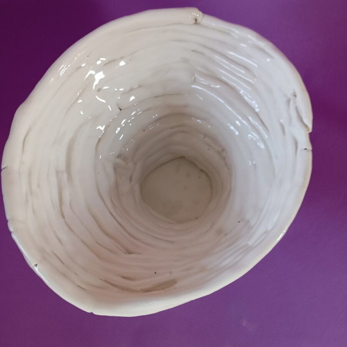 Handmade ceramic fruit bowl white glazed, like new