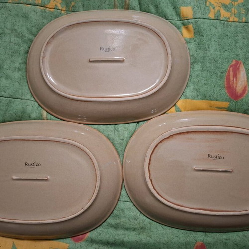 Porcelain plates used, pack of 3, dark beige
