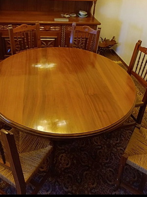 Handmade solid wood round dining table for 10 with 10 chairs