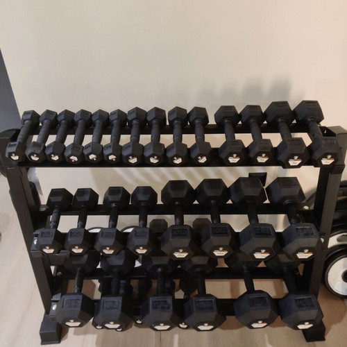 Dumbbells with rack, like new fitness equipment