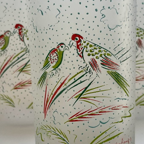 Loumidis coffee decorative collectible glasses by Giorgos Stathopoulos, set of 3