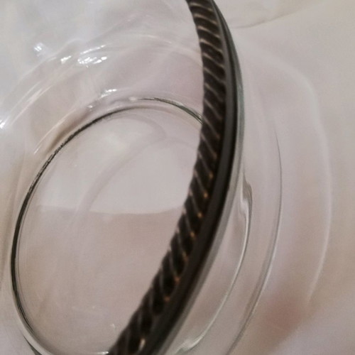Italian glass bowl used with silver plated rim