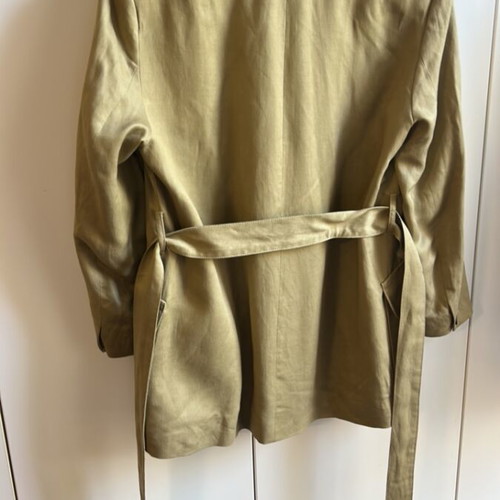 Zara green khaki linen jacket with belt new, M/L