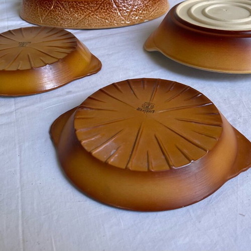 Set of 4 used vintage ceramic and porcelain ovenware