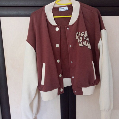 Bershka sweatshirt jacket like new, beige and brown, size M