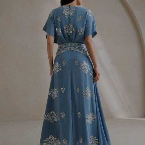 Formal dress with sequins used, chiffon, blue for baptism or wedding