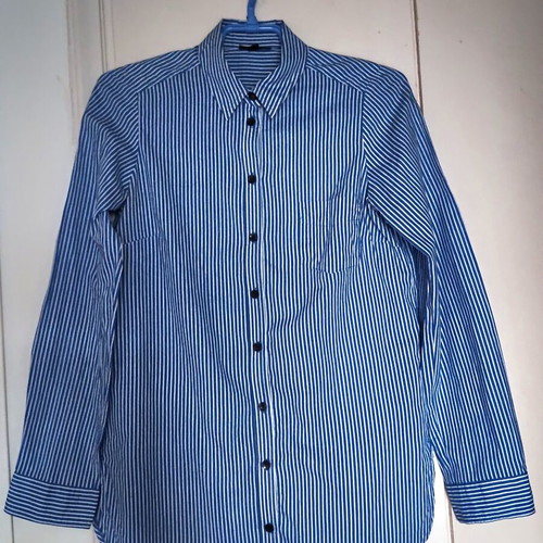 Topshop white/blue striped blouse-shirt like new, size 38