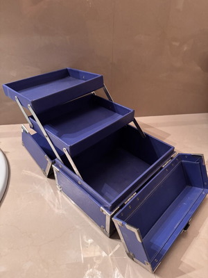 Cosmetic Case with 3 Tiers Like New, Blue