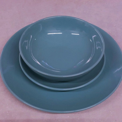 Large summer dinnerware set 56 pieces turquoise, like new