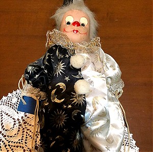 Μαριονέτα Κλόουν με  Κεφάλι Πορσελάνη και Χειροποίητη Ενδυμασία - Vintage Συλλεκτικό 45cm  Αντικείμενο  clown
