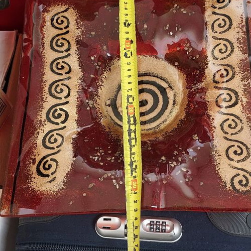 Handmade glass platter like new for decoration