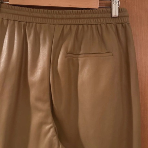 Zara leather pants brown like new with elastic and drawstring