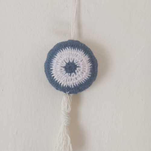 Handmade Crochet Evil Eye Charm Blue for Gift and Decoration