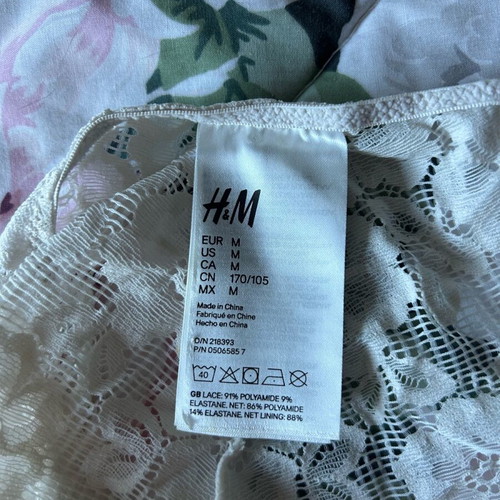 H&M beige lace lingerie set 80C and M new