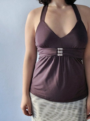 Oltre vintage y2k whimsigoth top halter με στρας μεταχειρισμένο, μωβ, μέγεθος M